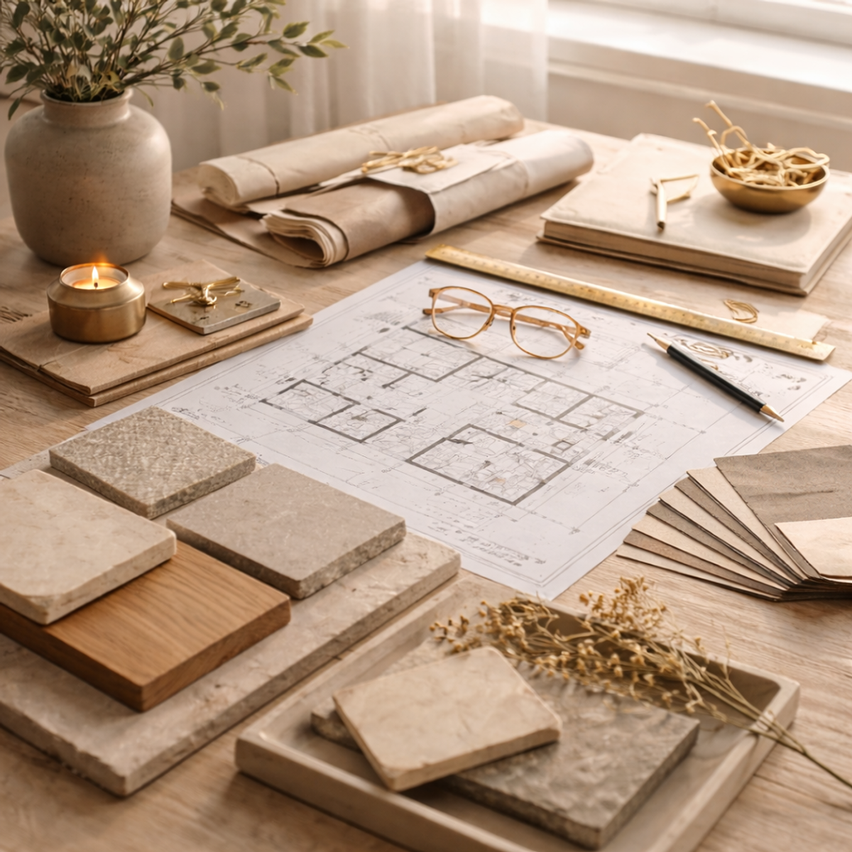 Blueprints and planning materials