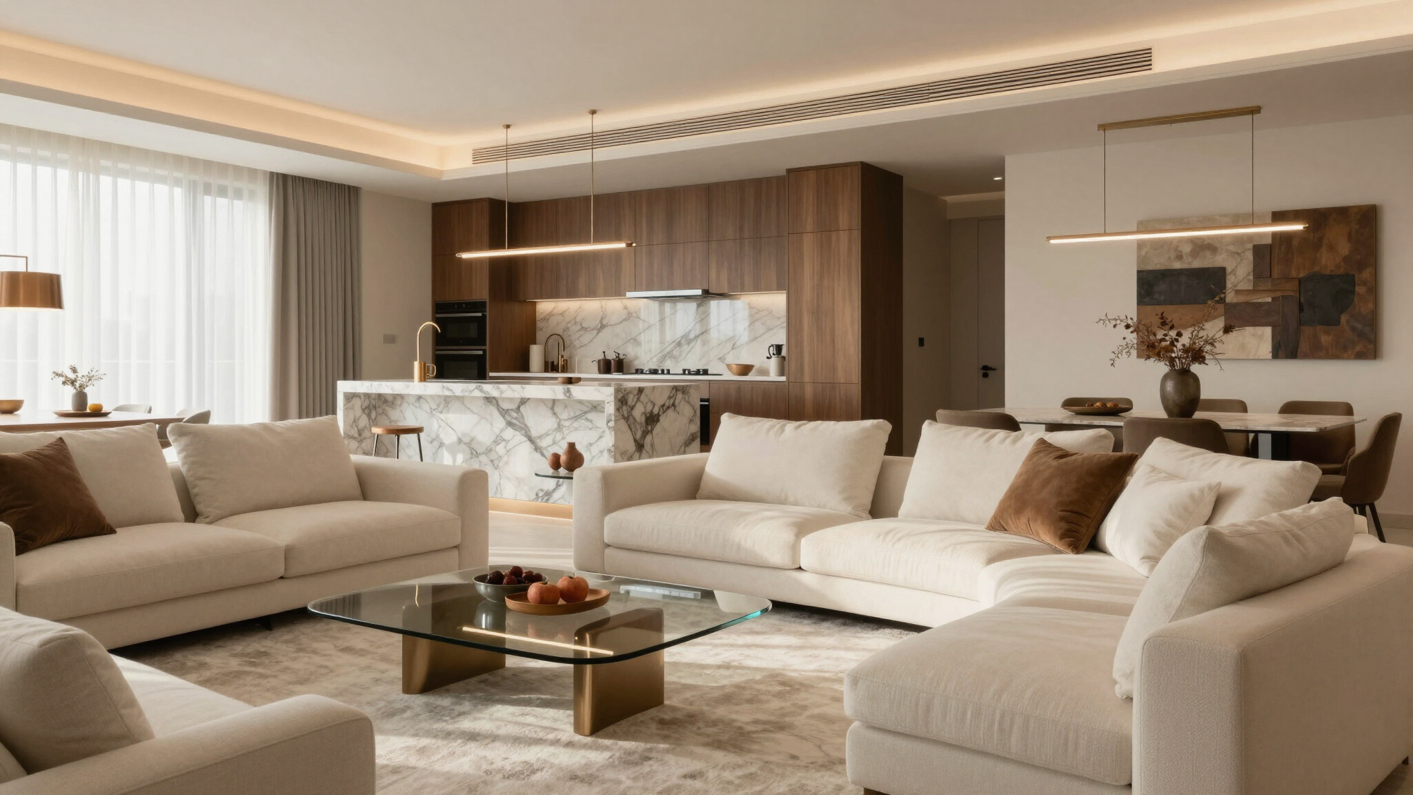 Open plan living and dining area